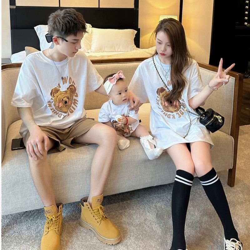 New Summer Cotton Parent-child Outfits Tops For A Family Of Three
