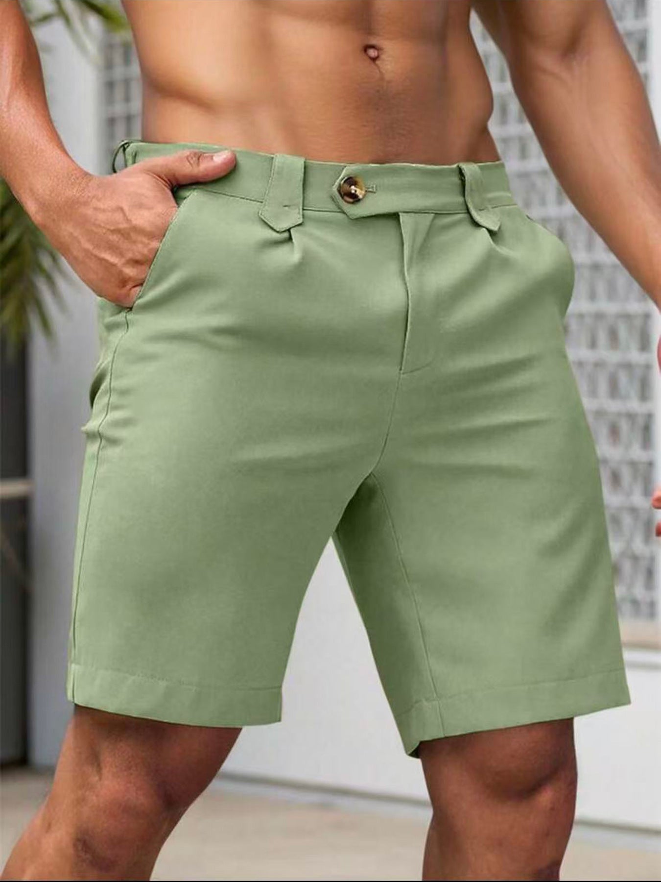 Business-Casual Slim-Fit Straight-Leg Shorts For Men