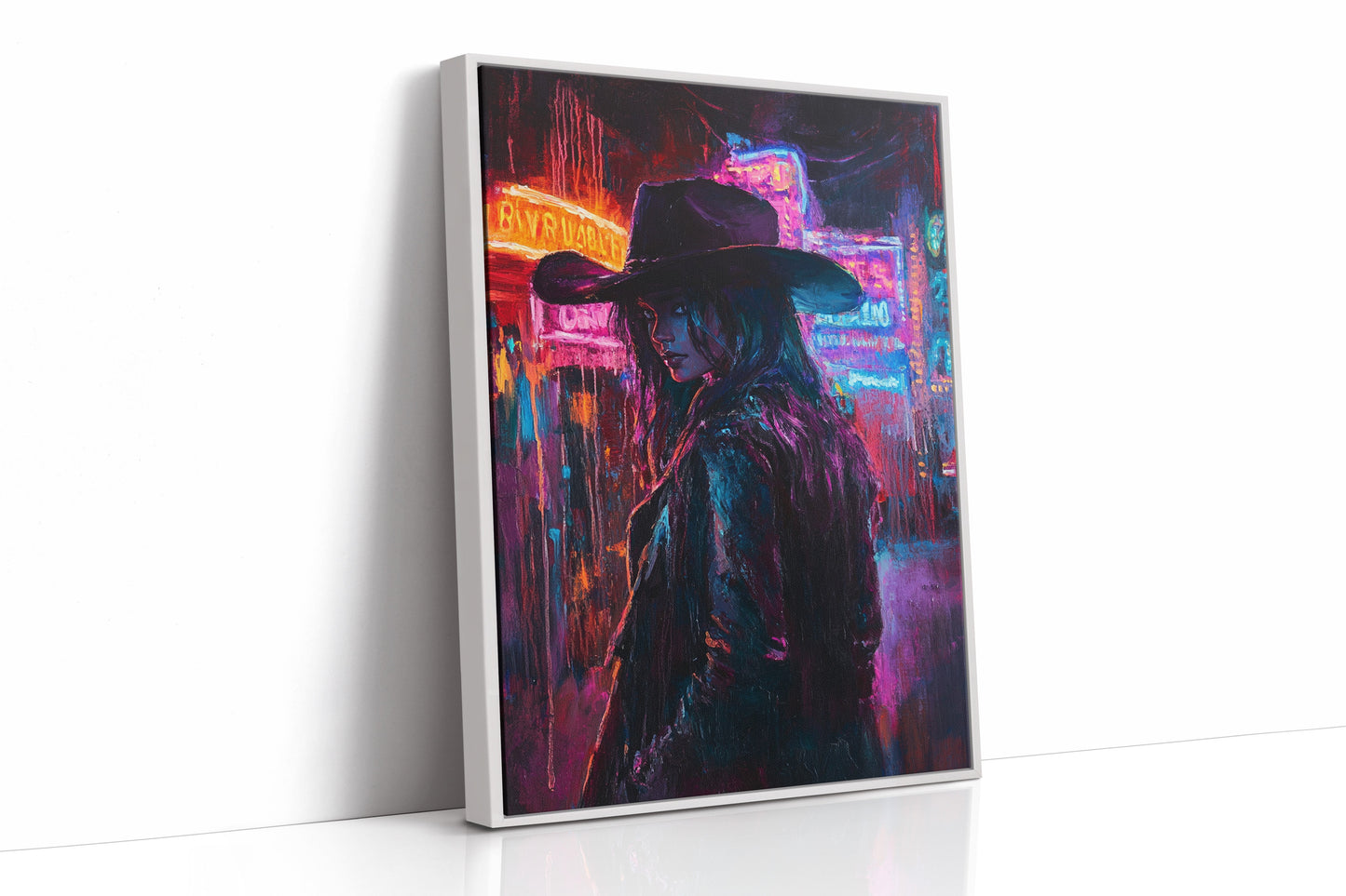 Cowgirl-Noir in Neonlichtern