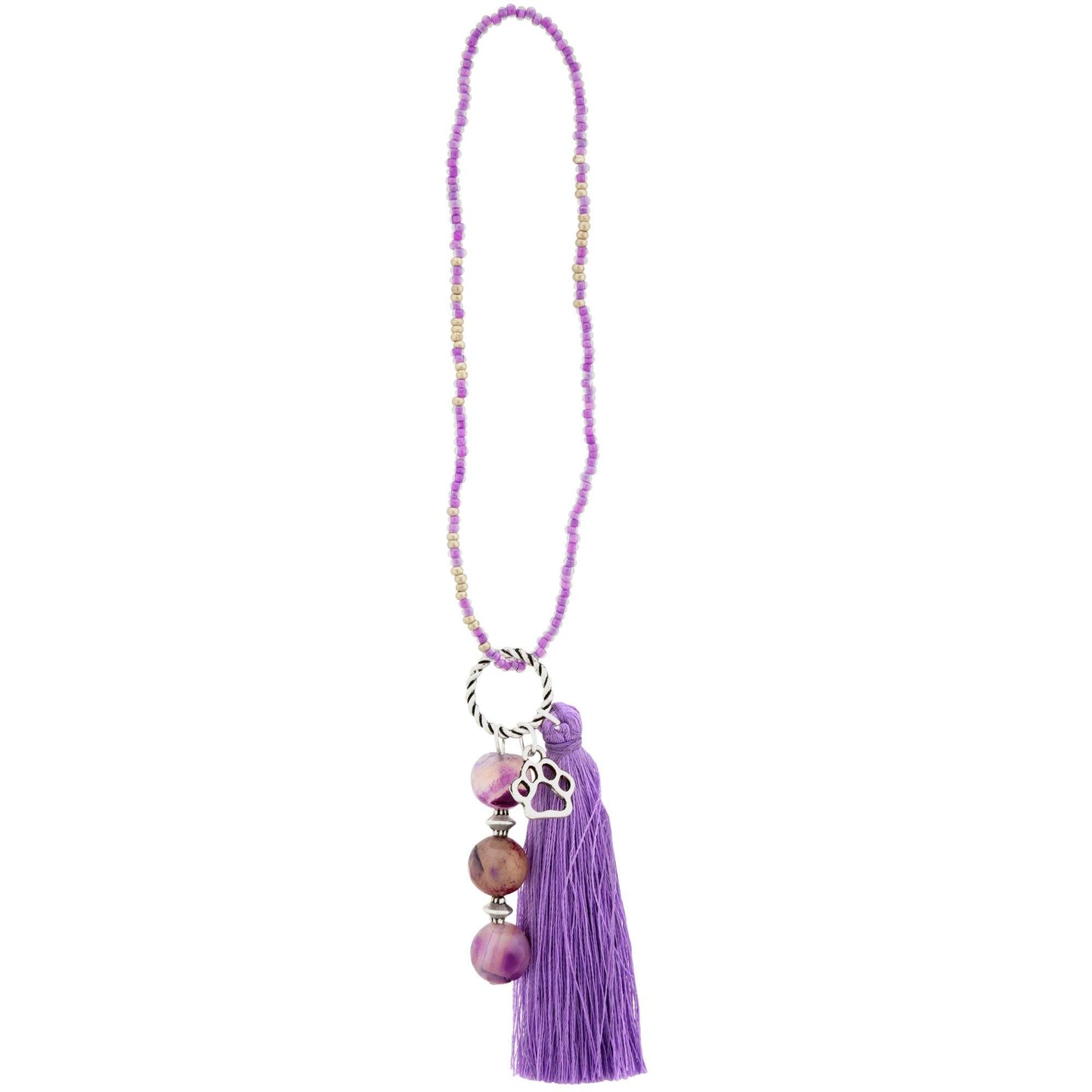 Beaded Purple Paw Bag Charm!