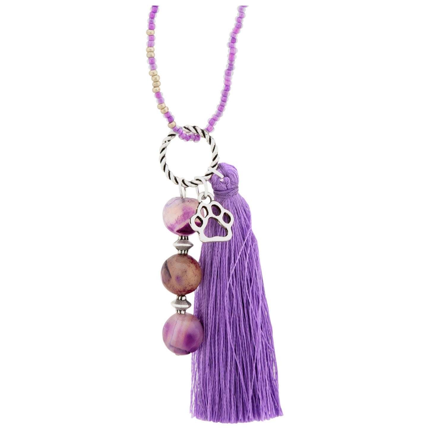 Beaded Purple Paw Bag Charm!