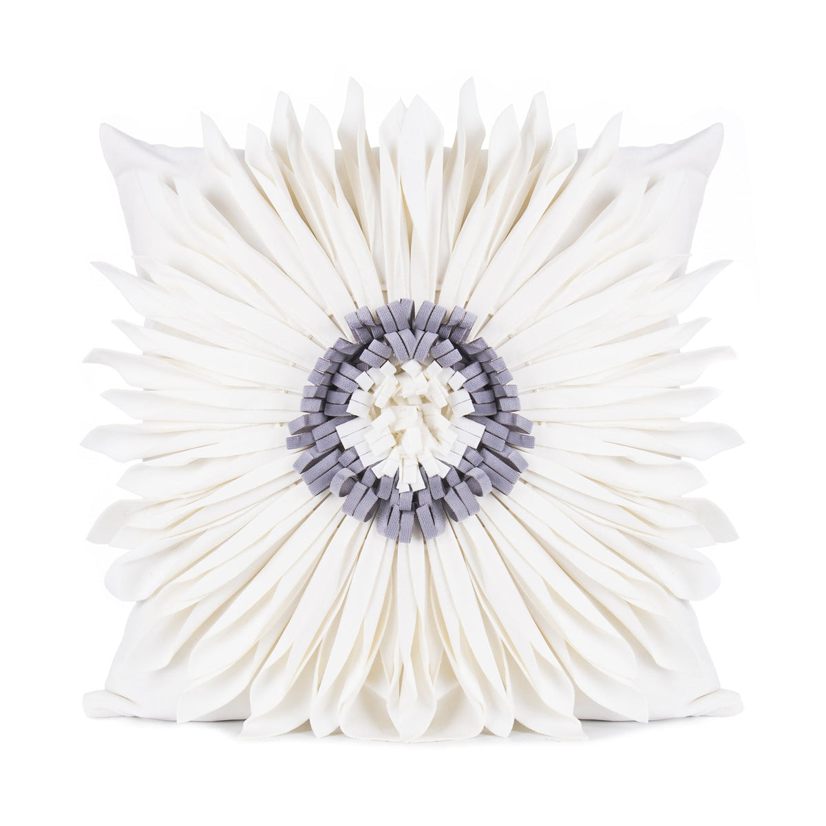 Modern White Velvet Chrysanthemum Pillow