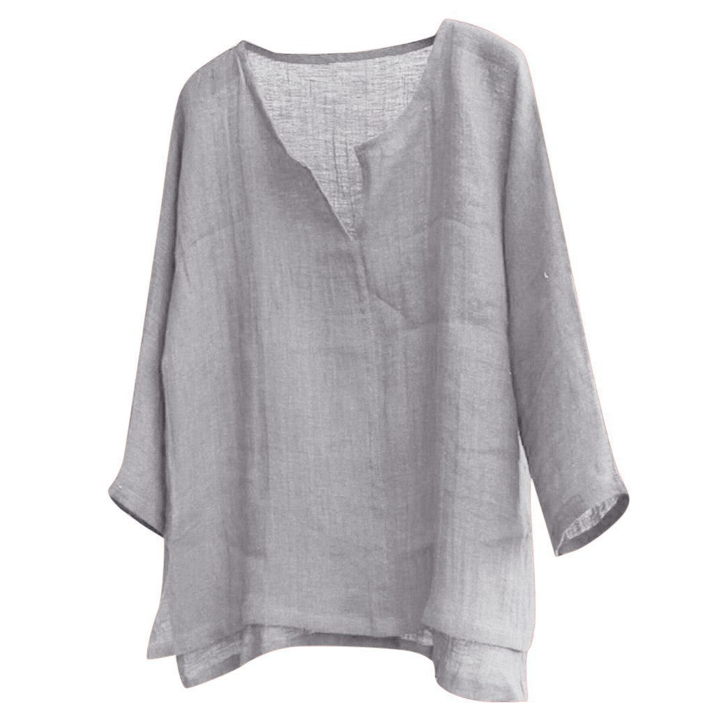 Chinese Style V-neck Men's Long-sleeved Shirt