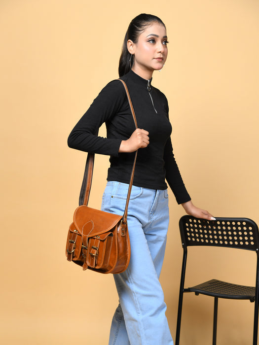Sling en cuir à 2 poches pour femme