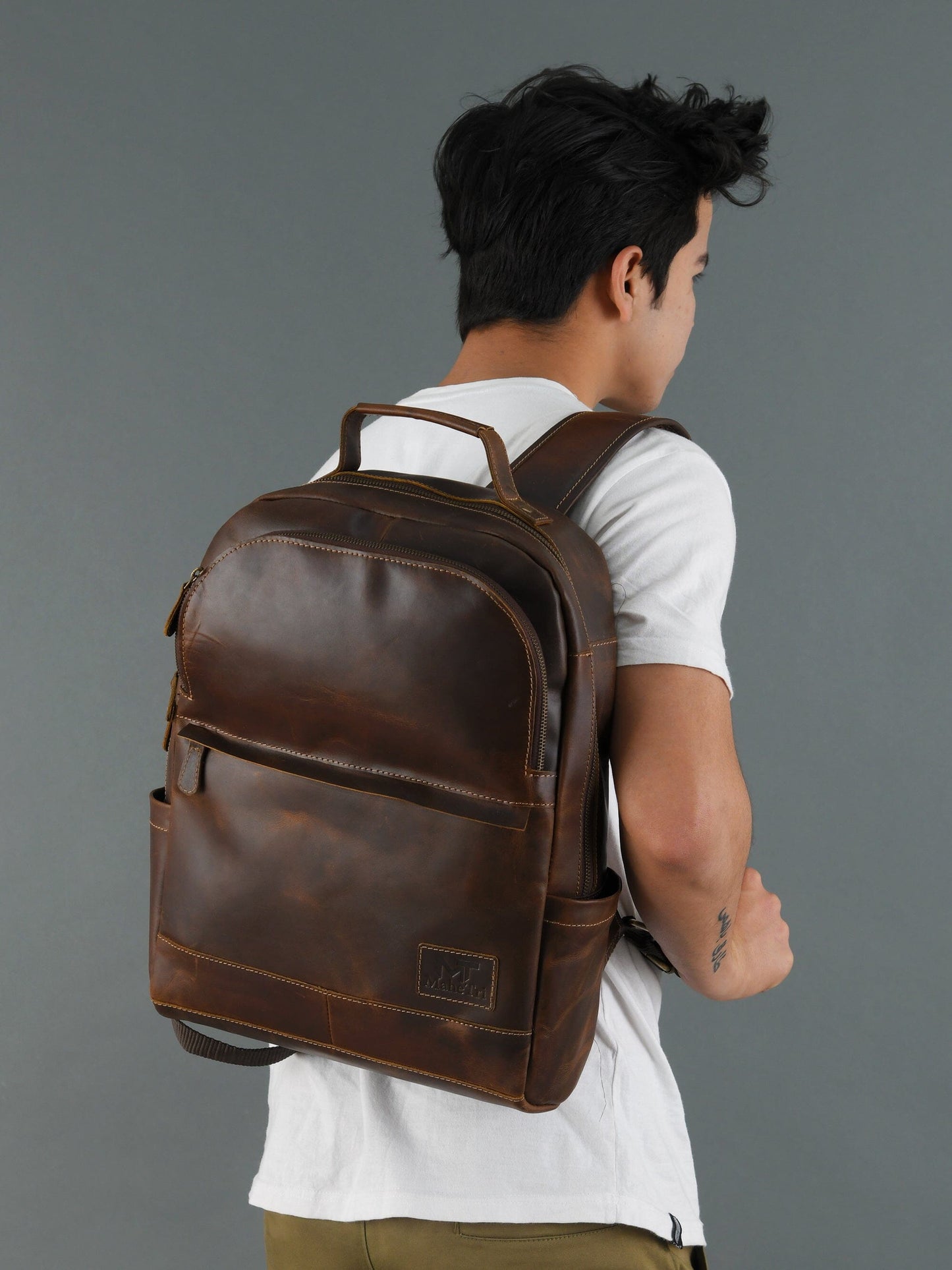 Sac à dos unisexe en cuir de buffle MaheTri Cambridge