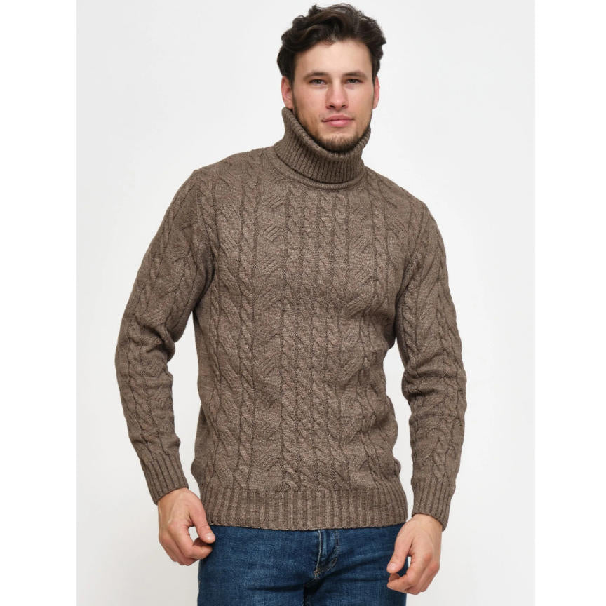 Mens Turtleneck Cable-Knit Sweater In Plus Sizes