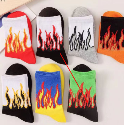 Best-selling Street-style Influencer Fashion Brand Flame-patterned Mid-calf Socks