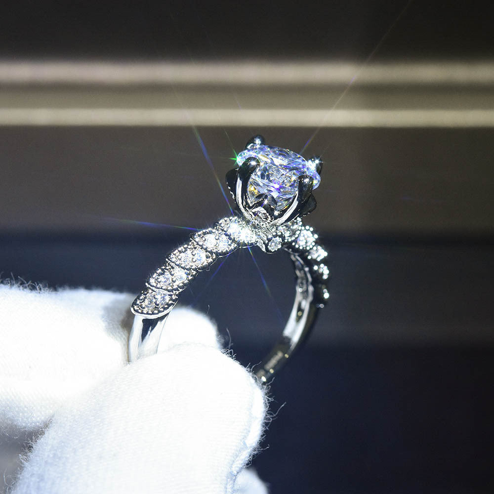 Platinum Plated Moissanite Goddess Of Fortune Ring