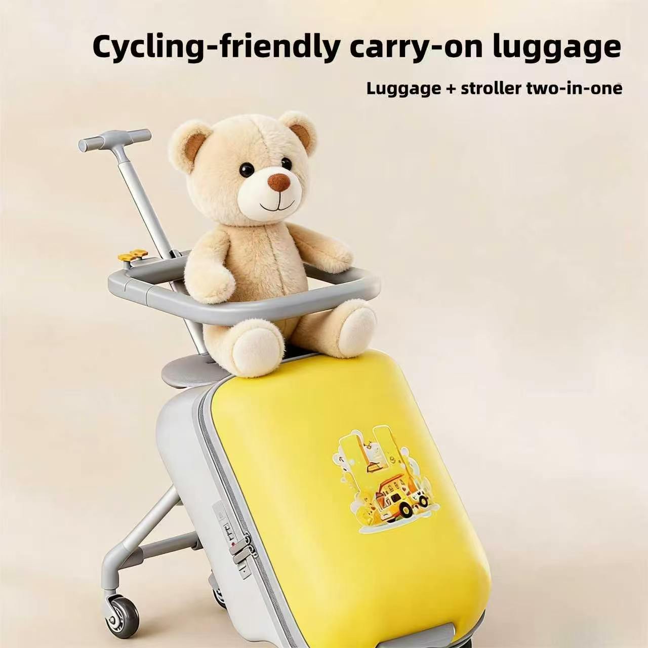 20 Inch Detachable Suitcase, Children's Riding Luggage, TSA Lock, Universal Wheels Multifunctional Lockable Rolling Suitcase, With USB Port, Suitable For Travel