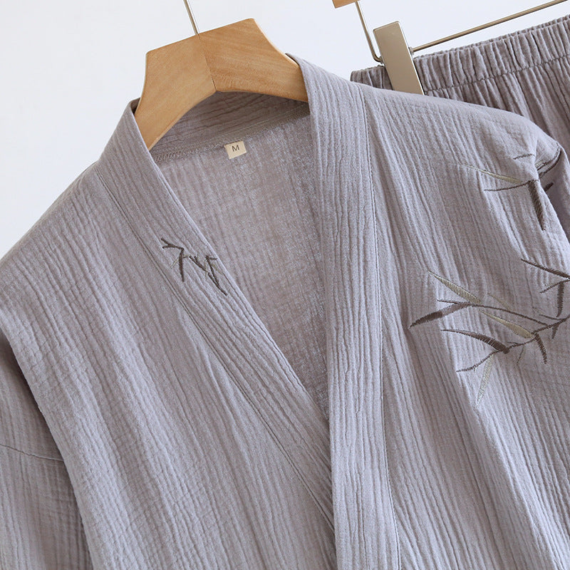 Double-layered Crepe Chinese-style Bamboo-patterned Hanfu Thin Summer Pajamas
