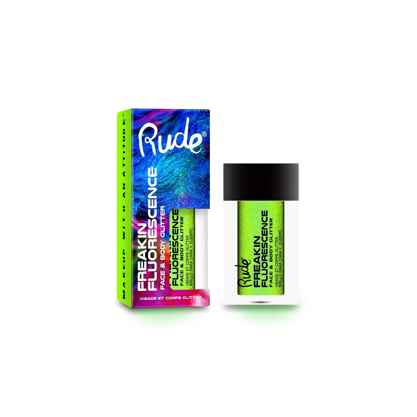 RUDE Freakin Fluorescence Gesichts- & Körperglitter – Rave Wave
