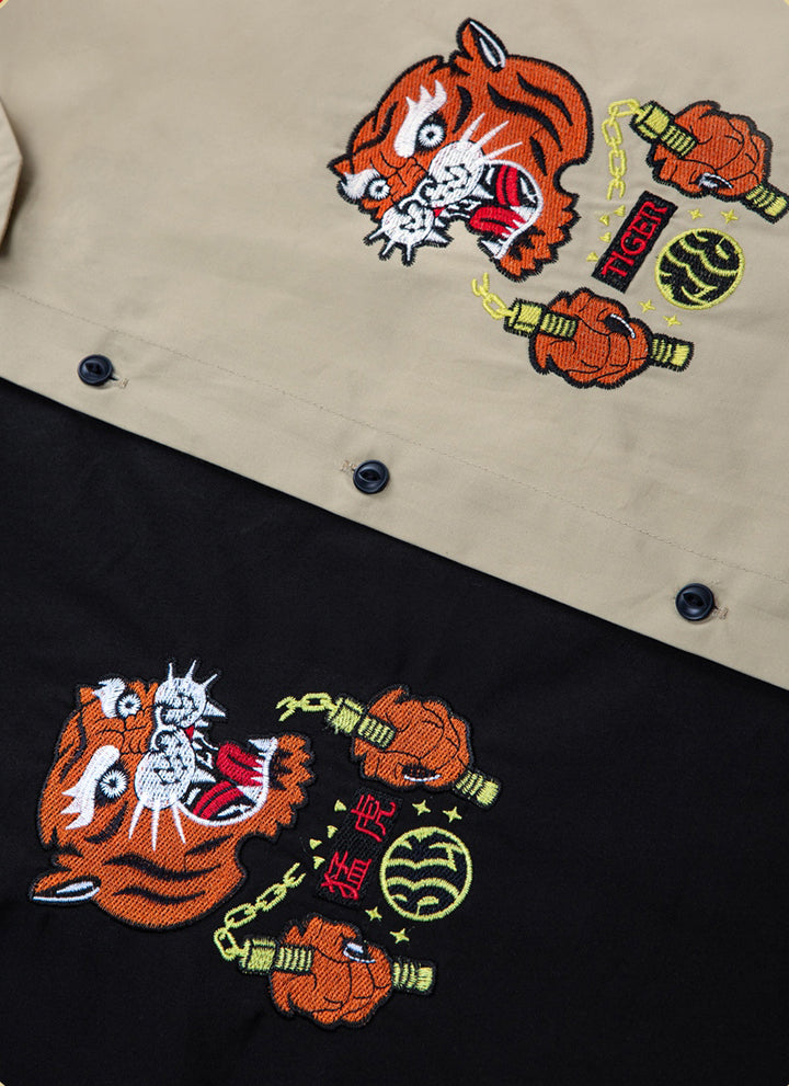 Tigerkrieger-Stickereihemd