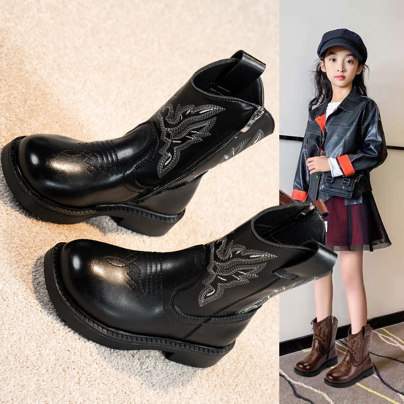Girls' Embroidered Martin Boots