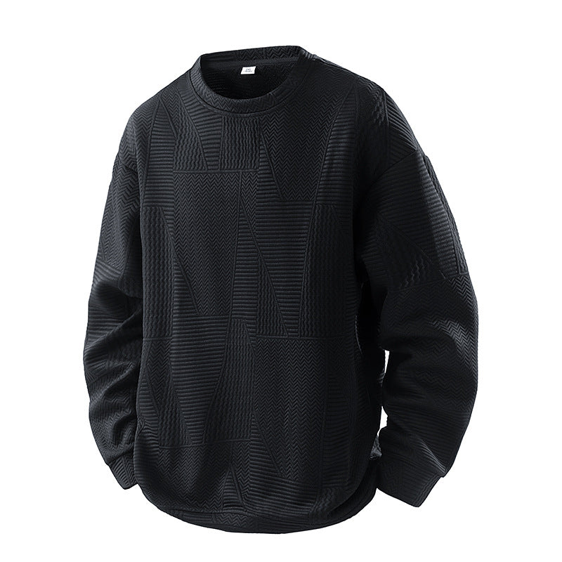 Mens Loose-Fit Casual Crew-Neck Pullover Bottoming Shirt