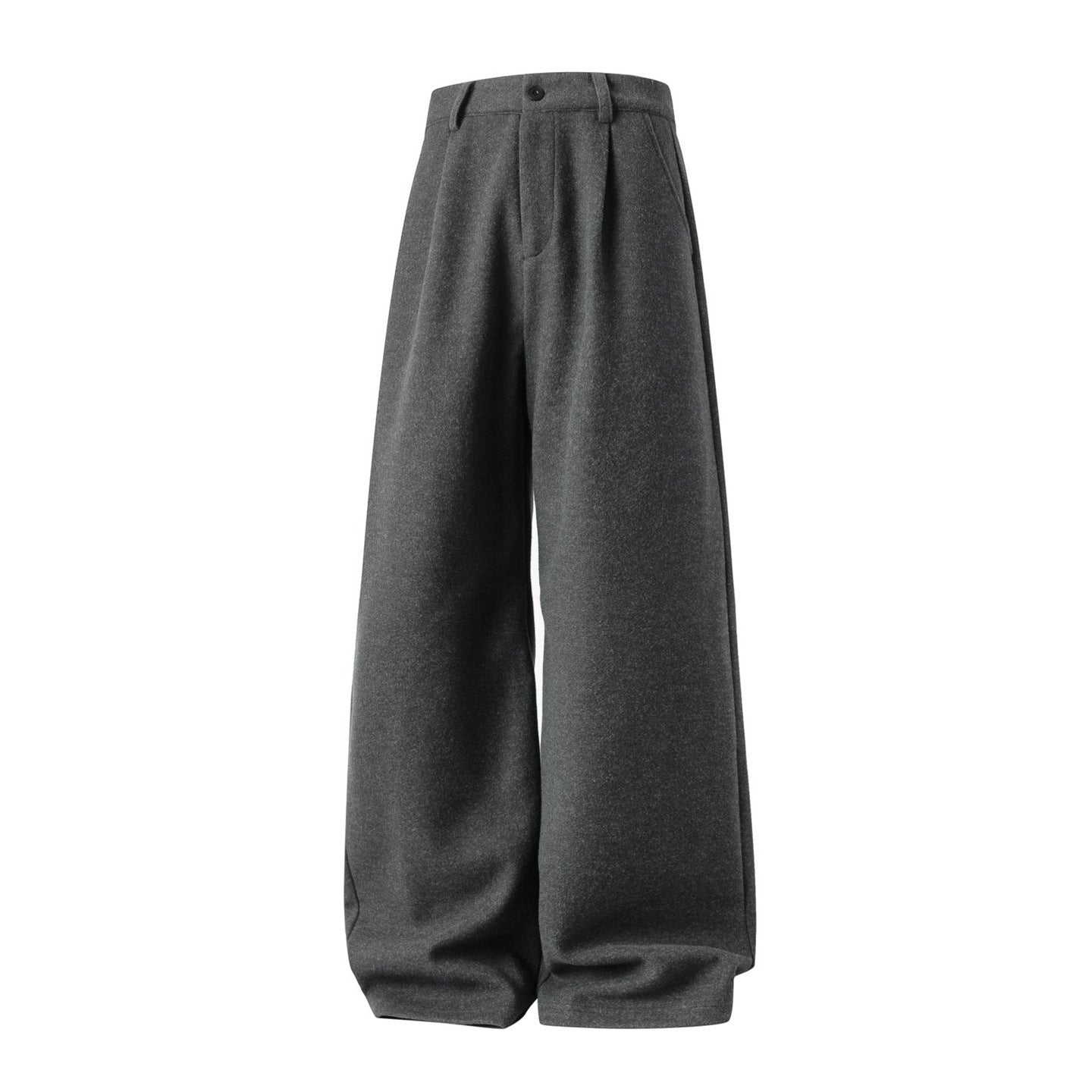 Wool Straight-leg Loose Pleated Casual Pants Thickened Long Trousers For Men
