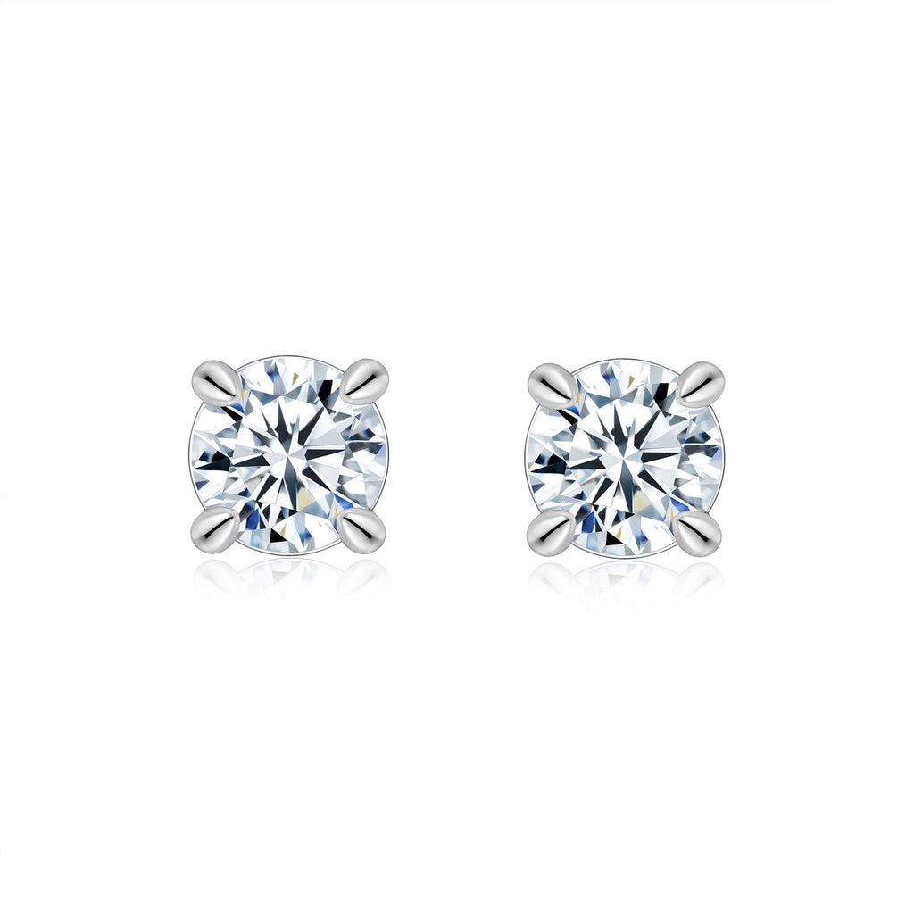 S925 Sterling Silver Moissanite Stud Earrings, 0.5&2ct D-VVS1 4-Prong Basket Pave With Screw Backs, GRA Certificate Gift Box