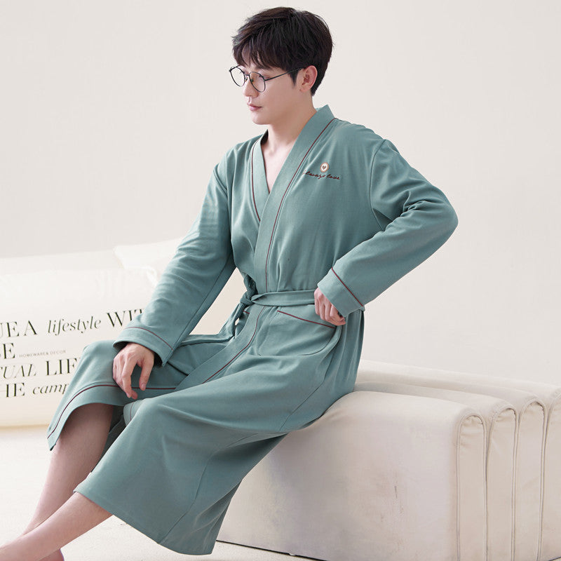 Long-sleeve Mens Home Wear Long And Thin Nightgown