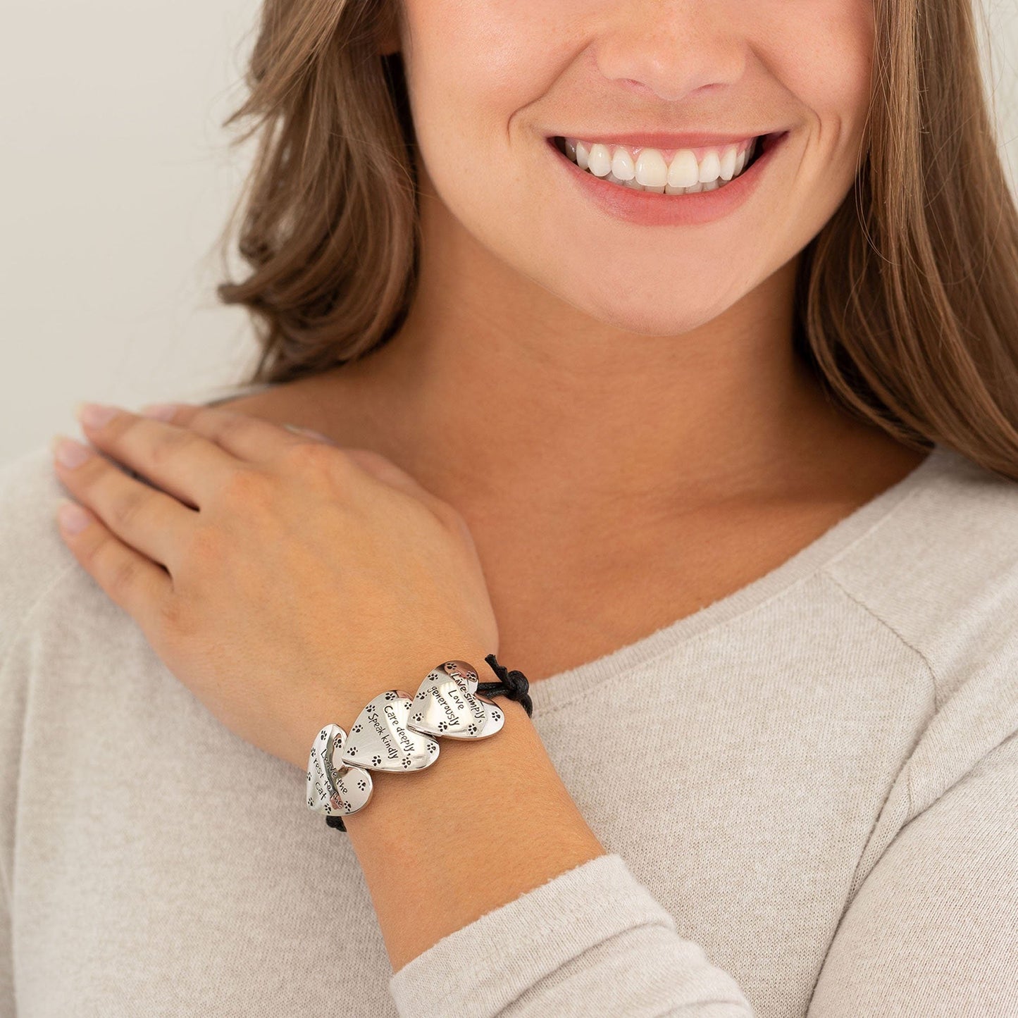 Live Love Care Paw Print Adjustable Bracelet