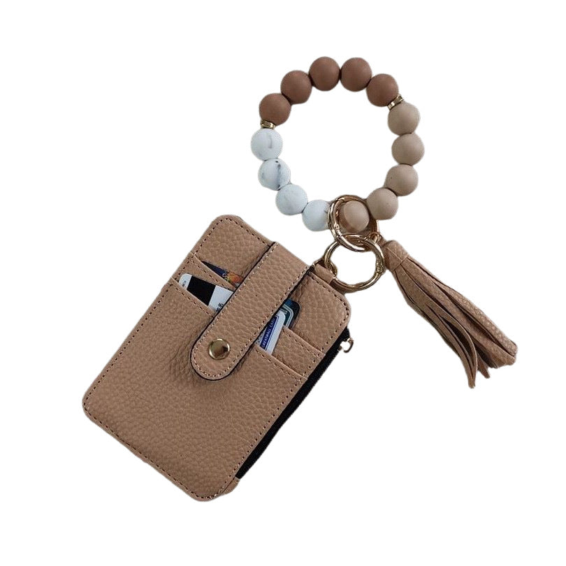 Silicone Bead Bracelet Leather Wallet