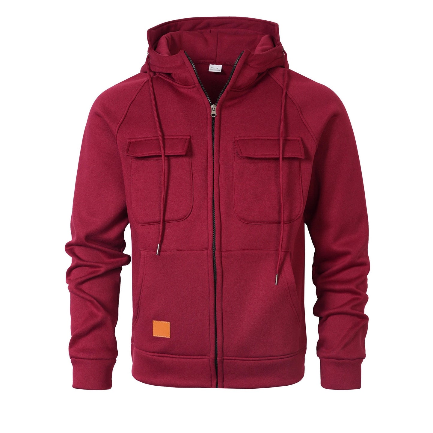 Mens Loose-Fit Hoodie With Multiple Pockets And A Stand-Up Collar