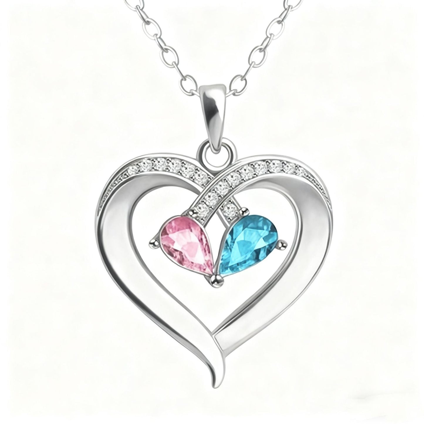 Two-tone Teardrop Heart Pendant Necklace