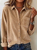 Womens Loose-fitting Cardigan Long-sleeve Button-up Shirt