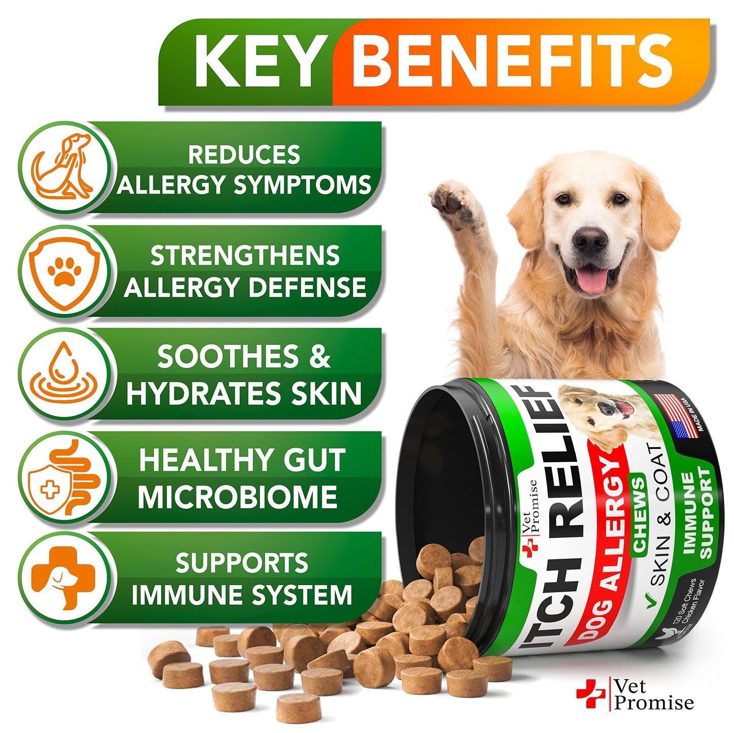 Dog Allergy Chews 120 Count Itch Relief Hot Spots Immune Support