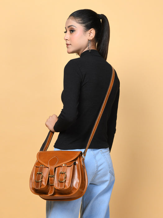 Sling en cuir à 2 poches pour femme