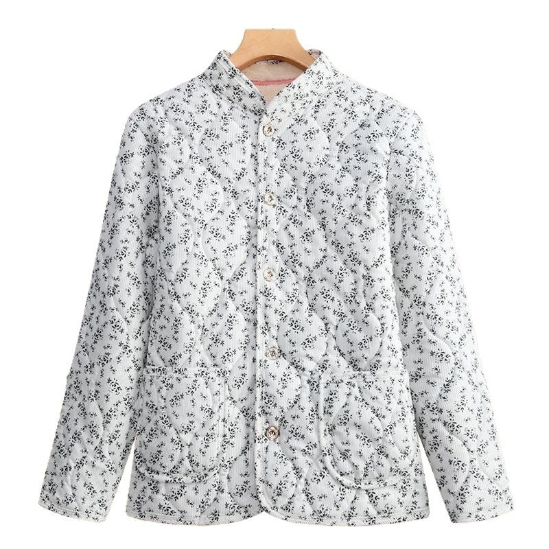 Moms Fashionable Floral Warm Padded Cotton Jacket