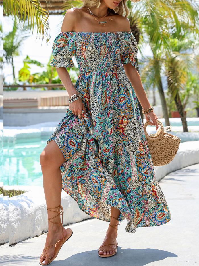 Women’s Paisley One‑Shoulder Maxi Dress