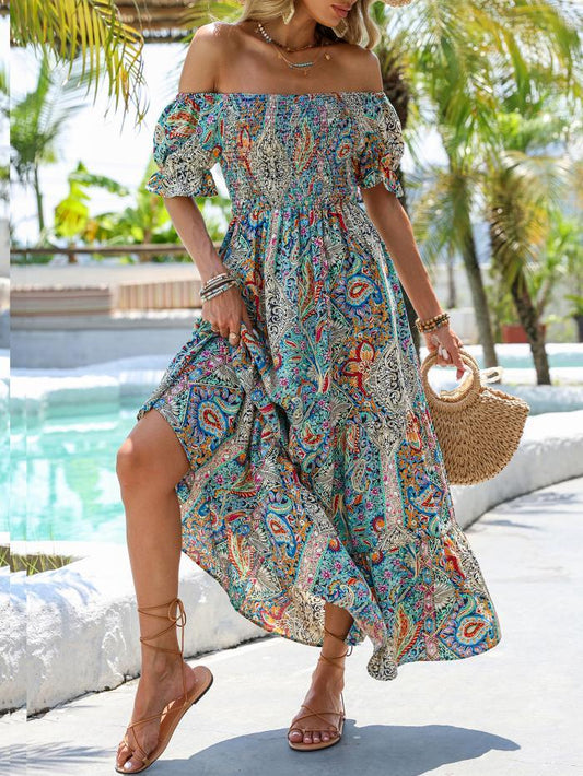 Women’s Paisley One‑Shoulder Maxi Dress