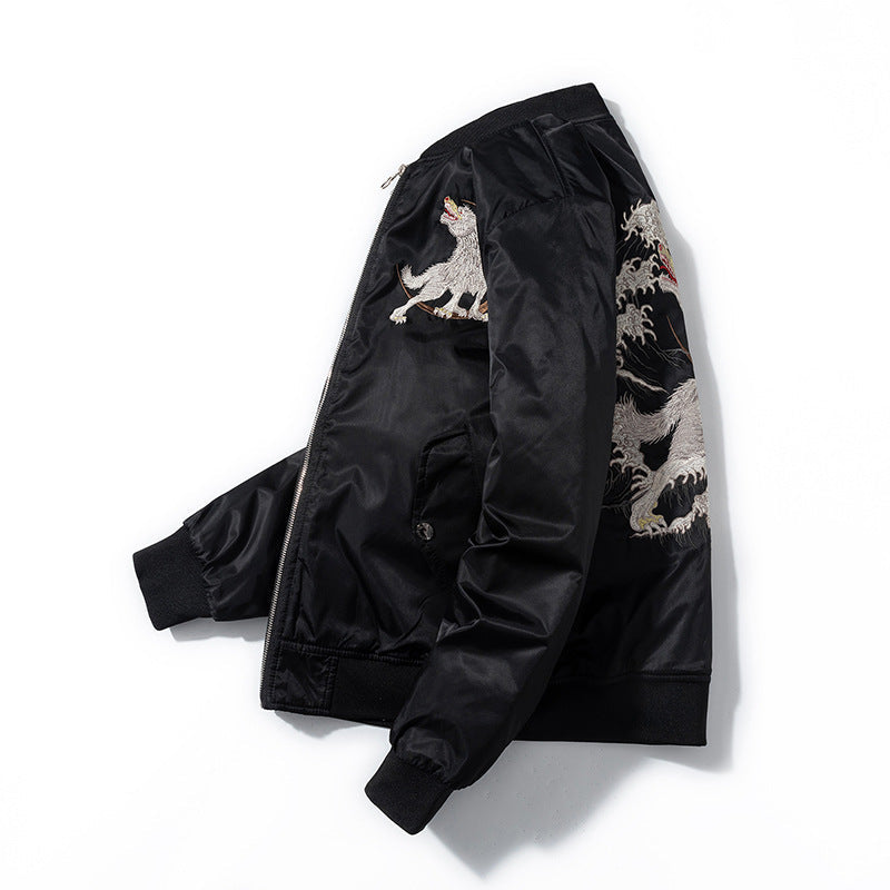 Mens Loose-Fit Trendy Embroidered Jacket