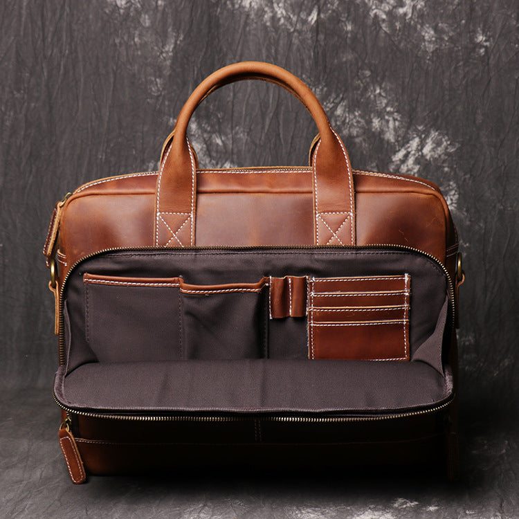 Men's First Layer Cowhide Portable Briefcase
