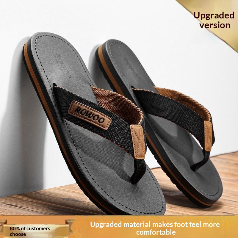 Comfortable Casual Summer Flip- Flops Men Beach Slippers Sandals Simple Luxury Design Indoor Non-Slip Black Flip Flops