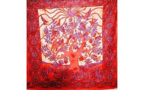 Crescent Moon Botanical Wall Tapestry 90x80 Cotton Decor