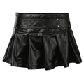 Punk-style Rivet-zip Pleated Leather Skirt