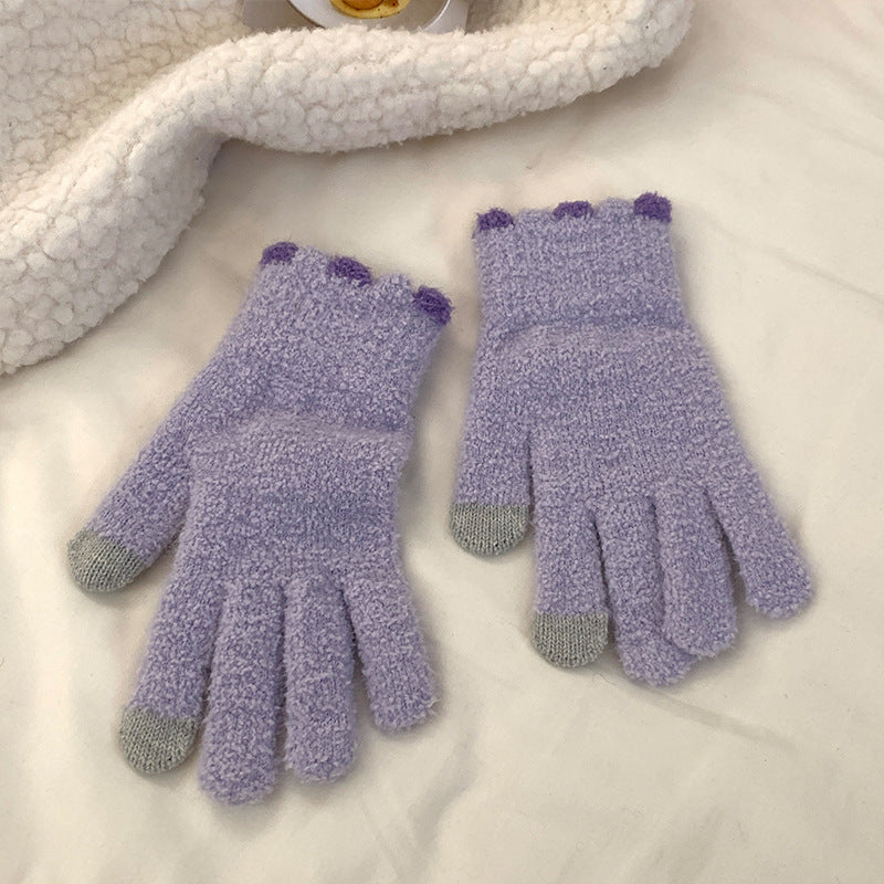 Winter Fingerless Knitted Gloves Touchscreen Warm Windproof