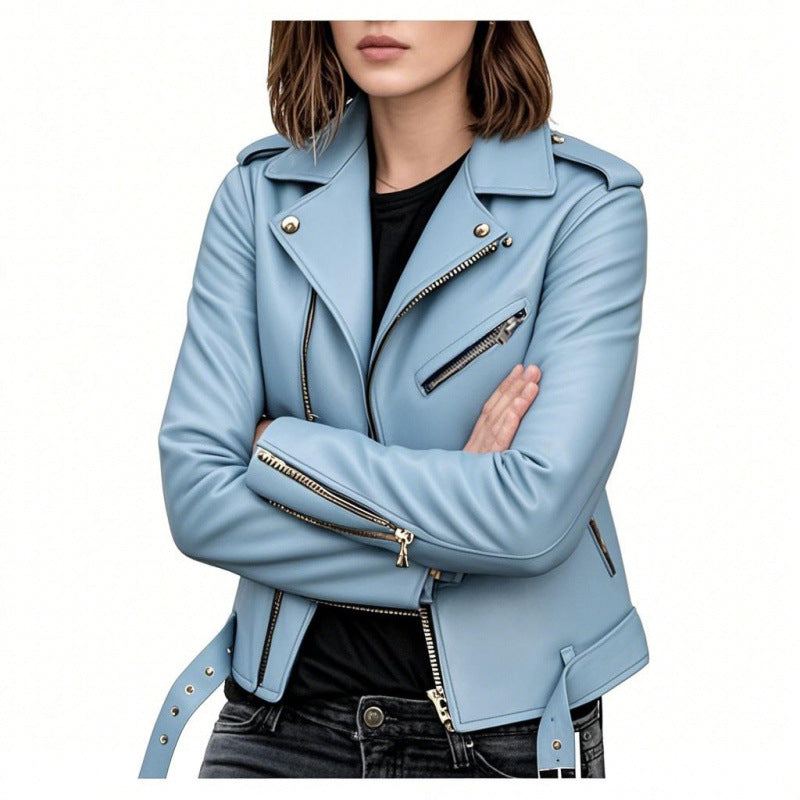 Women's Short Women's Leather Jacket Coat Jacket Pu
