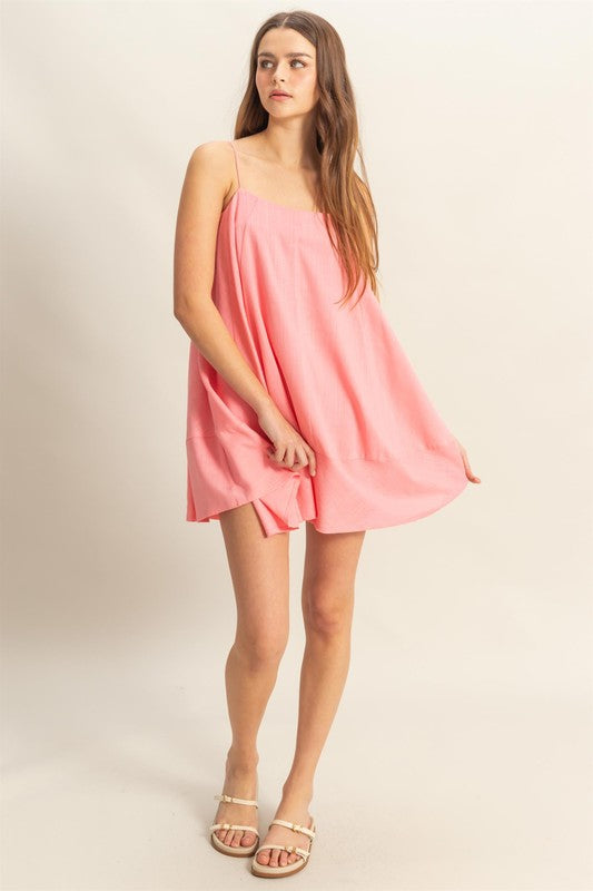 A-Line Flowy Mini Cami Dress with Pockets –Casual & Chic Spaghetti Strap Dress with Functional Pockets for a Relaxed Summer Look