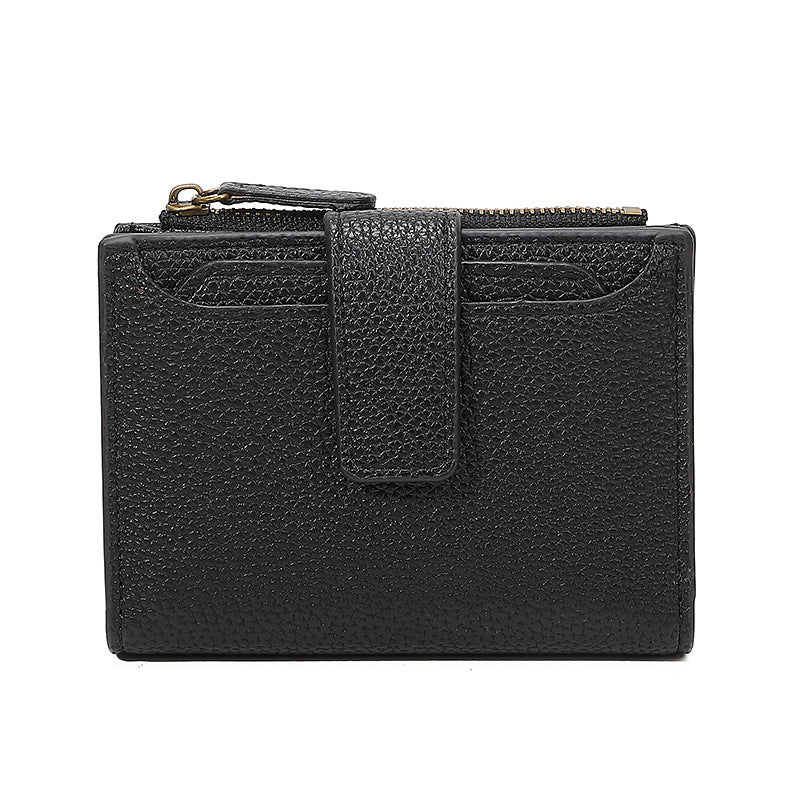Functional Coin Purse With A Ring-bound Leather Wallet For Women