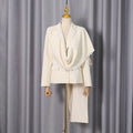 Elegant Metal Ring-Embroidered Design Long-Sleeve Cape Blazer For Women