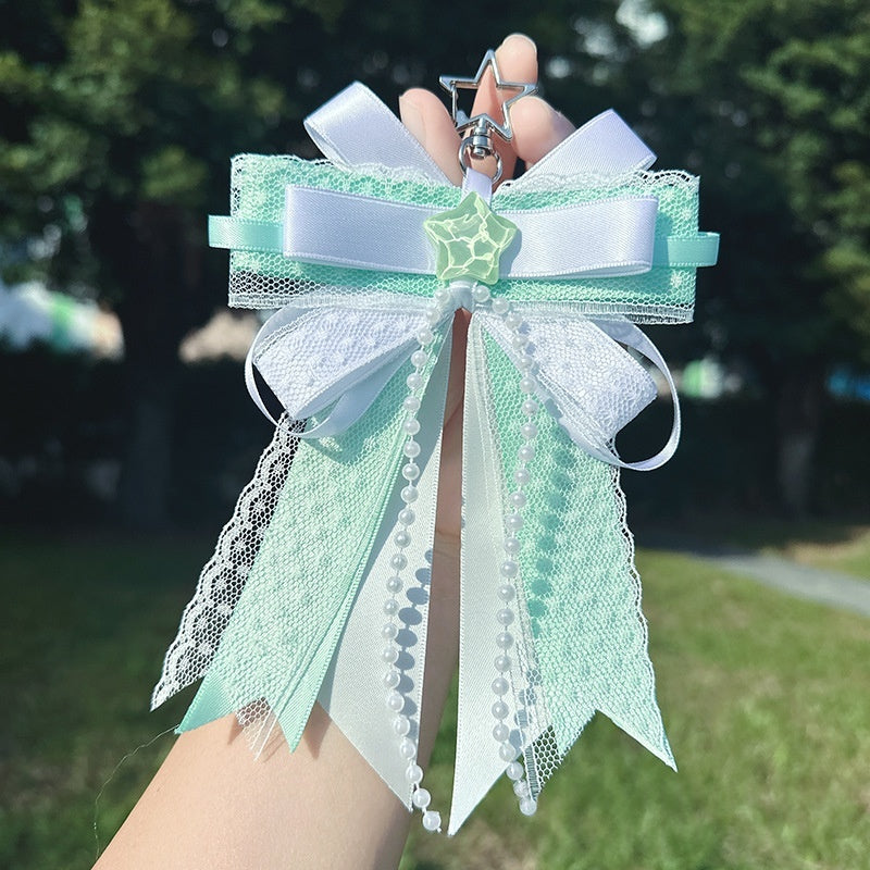 Valley Beauty Support Fan Bow-Knot Keychain Bag Charm