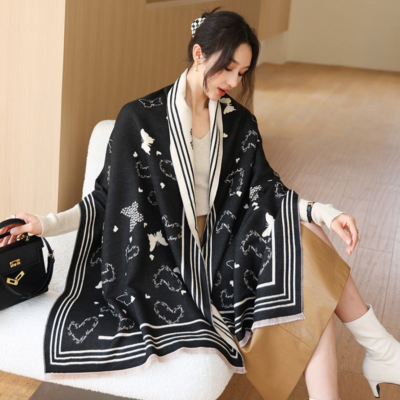 Female Versatile Fashion Thickened Warm Cashmere Scarf