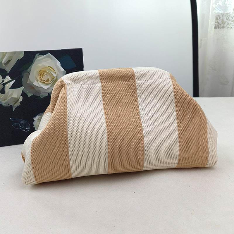 Womens Knitted Bag Striped Clutch