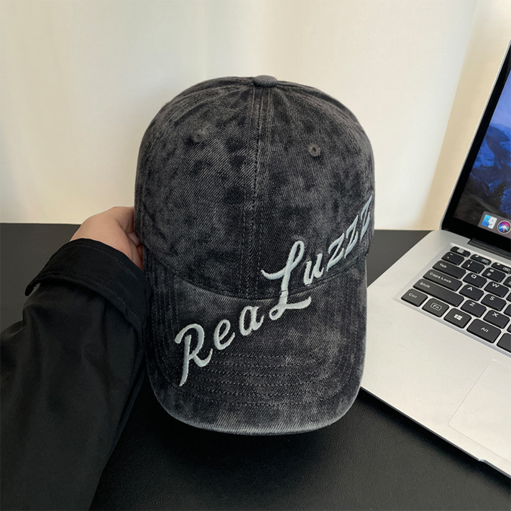 Monochrome Individuality Frayed Letter Embroidery Washed-out Vintage Trend Fashion Holey Brim Baseball Cap Street Travel
