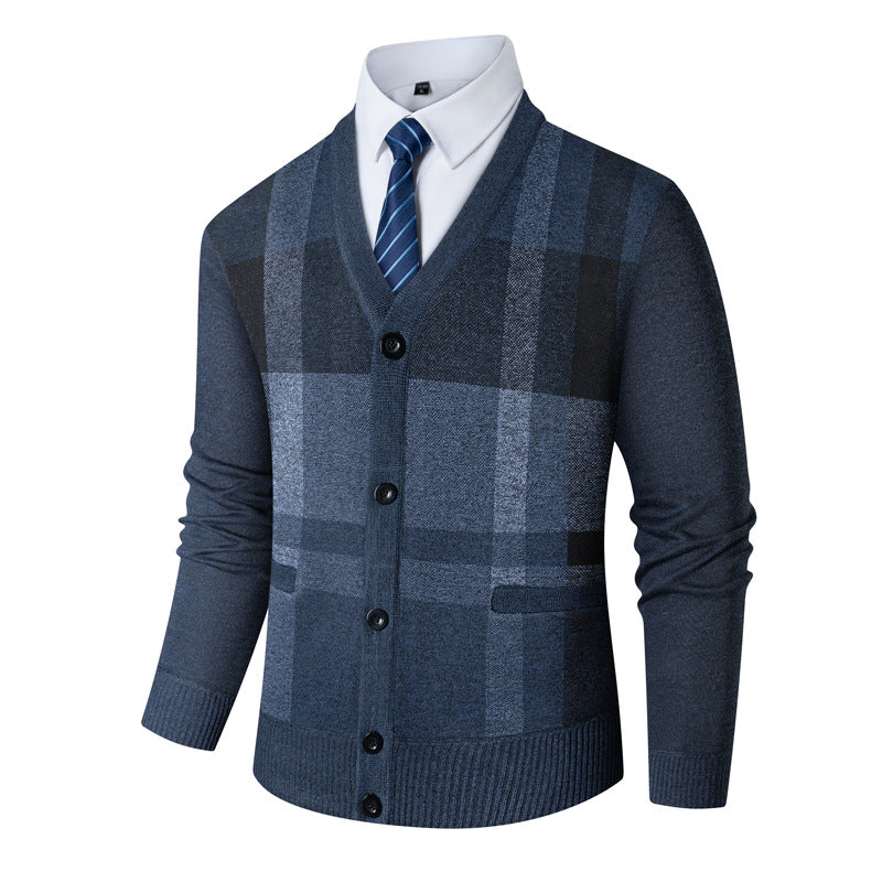 Mens Cardigan With Fleece Lining Thickened Outerwear