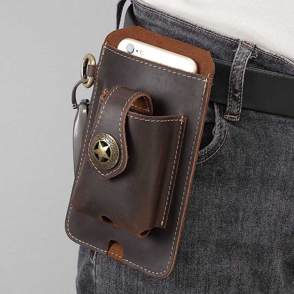 Genuine Leather Mens Cowhide Durable Work Belt-Powered Bag