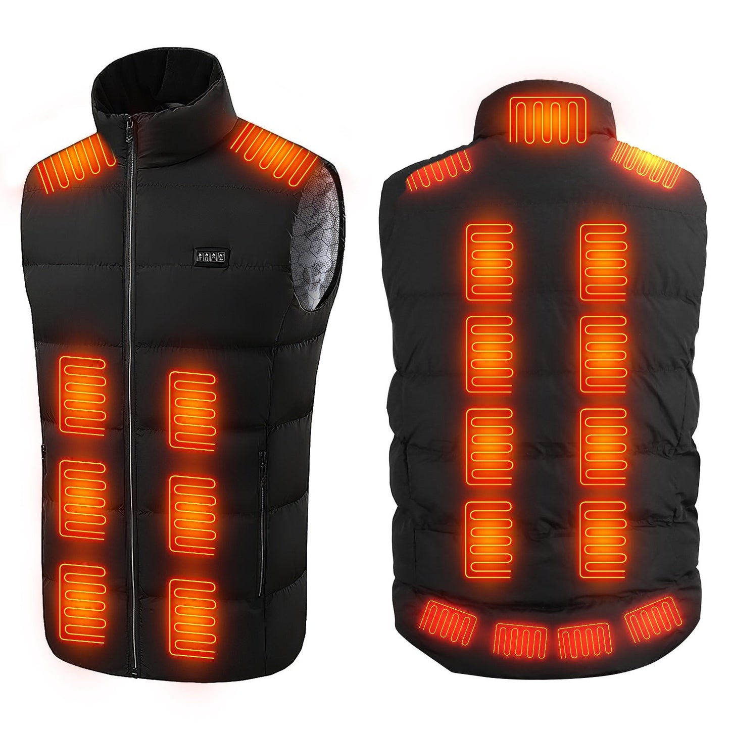 Beheizbare Weste Herren Damen Beheizte Jacke mit 23 Heizzonen 3 Heizstufen USB-betrieben Maschinenwaschbar für Winterwandern Skifahren Skaten Outdoor-Aktivitäten