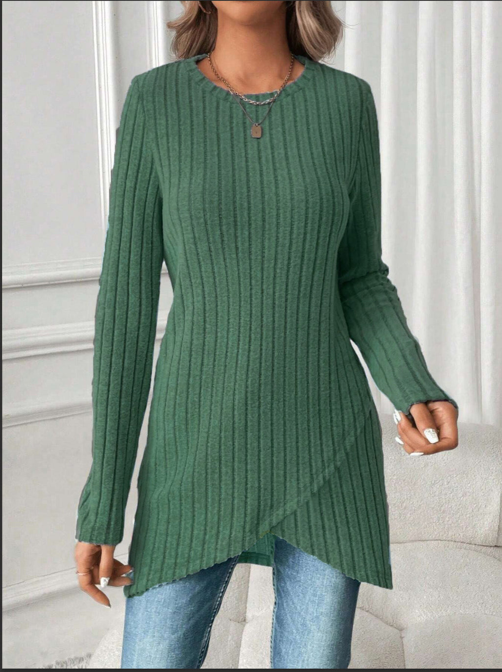 New Womens European And American-style Round-neck Casual Long-sleeve Top
