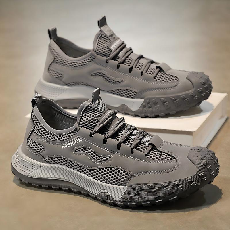 Men's Four-Season Breathable Mesh Work Sneakers, Outdoor Casual Shoes With Tire Pattern Soles